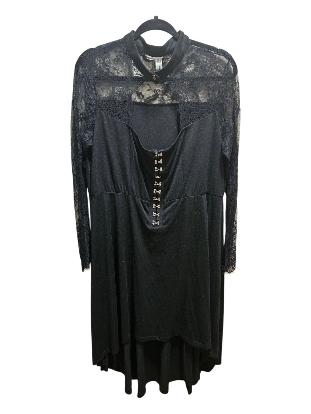 Nextmia Rosegal Gothic Black Lace Corset High-Low Skater Dress Plus Size 16